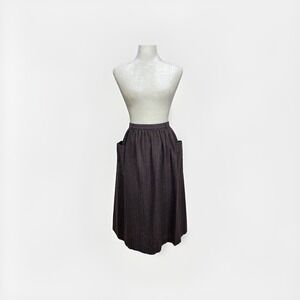 Vtg 70s Midi Skirt Womens M Pleated Wool Blend Retro Academia Preppy Autumnal